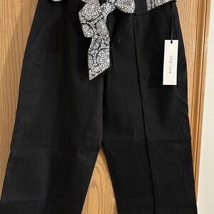 White House Black Market Black Pants with Patterned Belt
